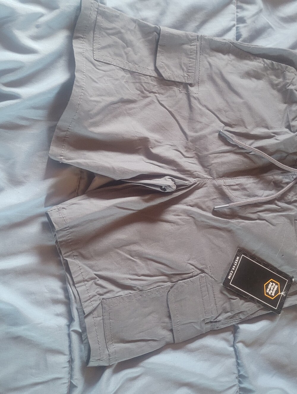 Youths Gray Cargo Swim Shorts with Drawstring